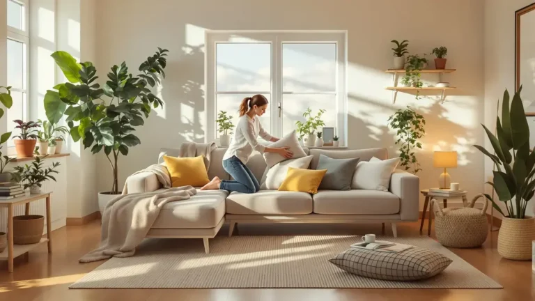 Přisunutí pohovky ke zdi je častá chyba, která narušuje harmonii vašeho obývacího pokoje