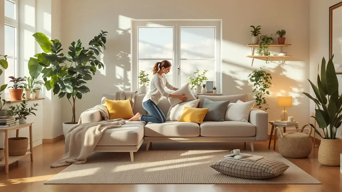 Přisunutí pohovky ke zdi je častá chyba, která narušuje harmonii vašeho obývacího pokoje