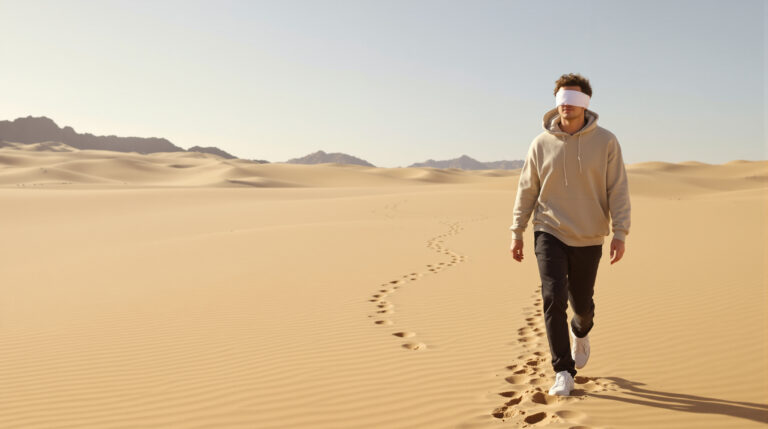 Myslel jsem si, že chodit se zavázanýma očima po poušti je dobrodružství, dokud jsem nezjistil, proč nakonec chodíme v kruzích.