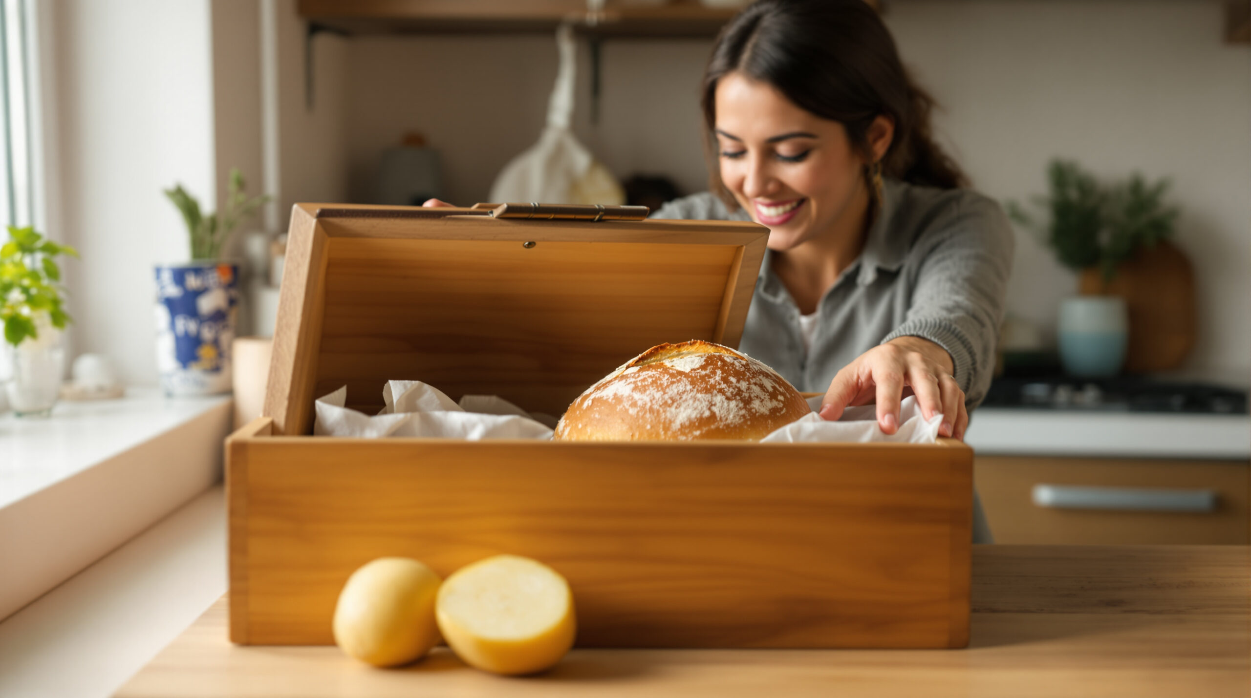 Od té doby, co jsem dala půlku brambory do chlebníku, mám čerstvý chléb celý týden a vůbec neztvrdne.